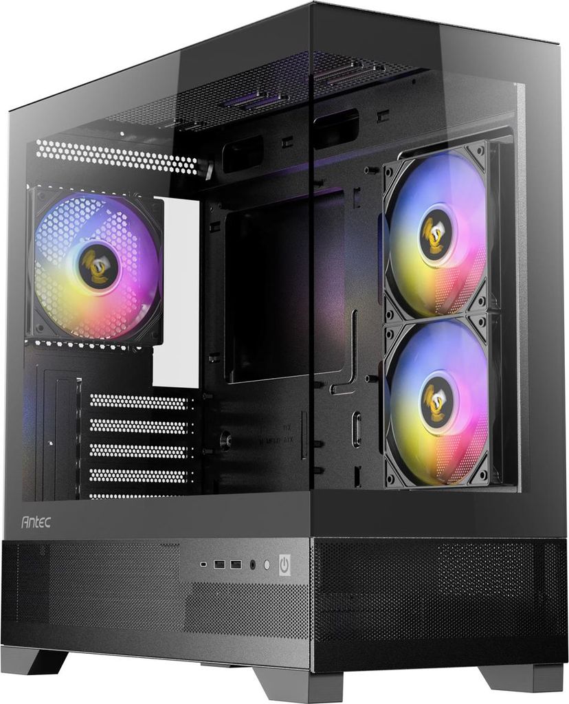 Antec CX500M MicroATX schwarz gehärtetes Glas USB-C ARGB Gehäuse für Gaming PC