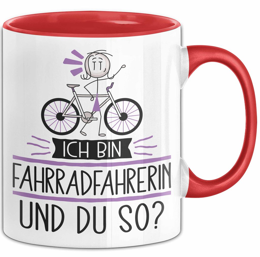 Fahrradfahrerin Tasse Geschenk Ich Bin Fahrradfahrerin Und Du So Geschenkidee Lustiger Spruch Becher (Rot)