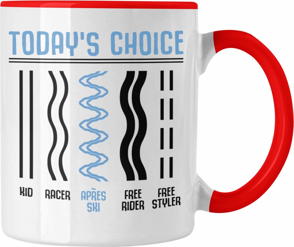 Trendation - Apres Ski Tasse Geschenk Grafik Geschenkidee Skifahrer Geschenk Winter Berge (Rot)