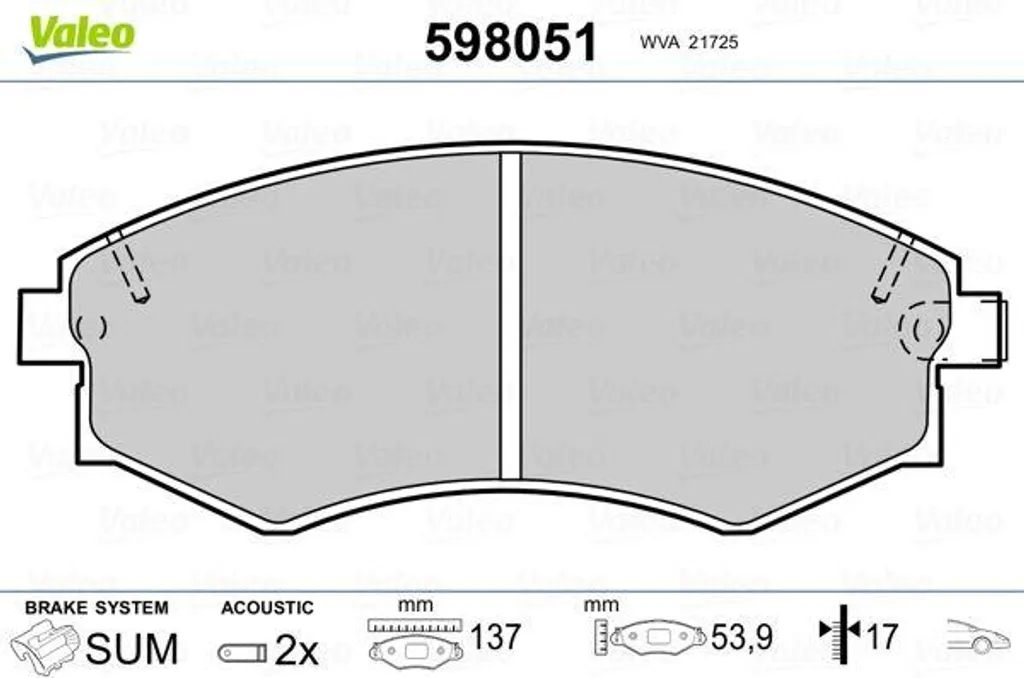 Plaquettes de Frein à Disque pour Hyundai Sonata et Matrix Valeo