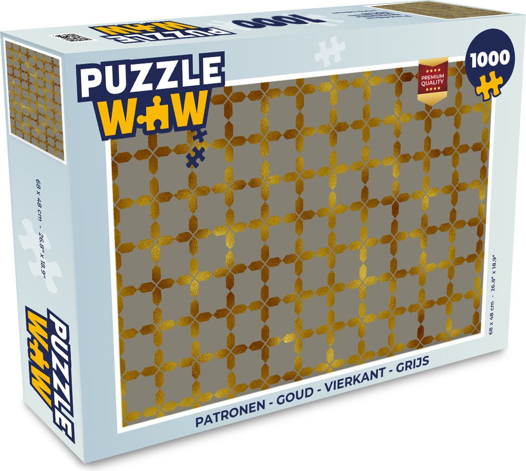 MuchoWow Puzzle 1000 Teile Muster - Gold - Quadratisch - Grau - Erwachsene - Rätsel