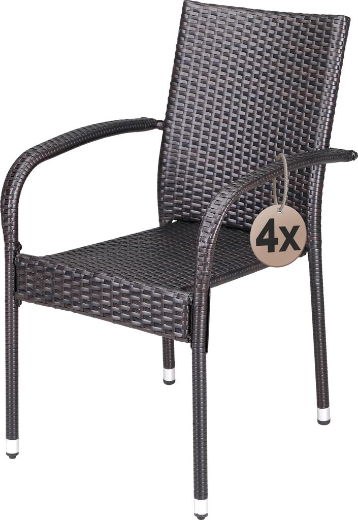 CASARIA® Lot de 4 Chaise Salle a Manger en Polyrotin Brunes Image du produit 