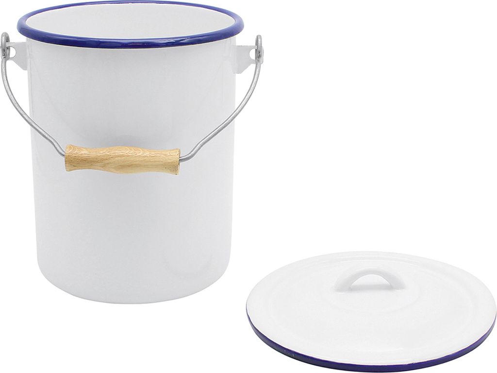 KARL KRÜGER cestino 3l con coperchio smaltato bianco Immagine del prodotto 