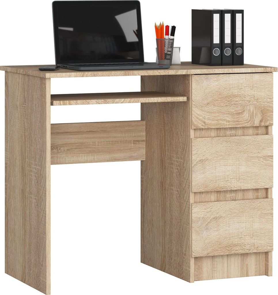 Computerschreibtisch – Schreibtisch – Bürotisch – Büroschreibtisch – 90 cm – Sonoma Eiche – Kompakt und durchdacht im Design