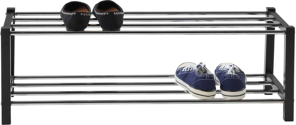 Schuhregal - Schwarz - Metall - B 80 cm - 2 Ablagen Produktbild 2