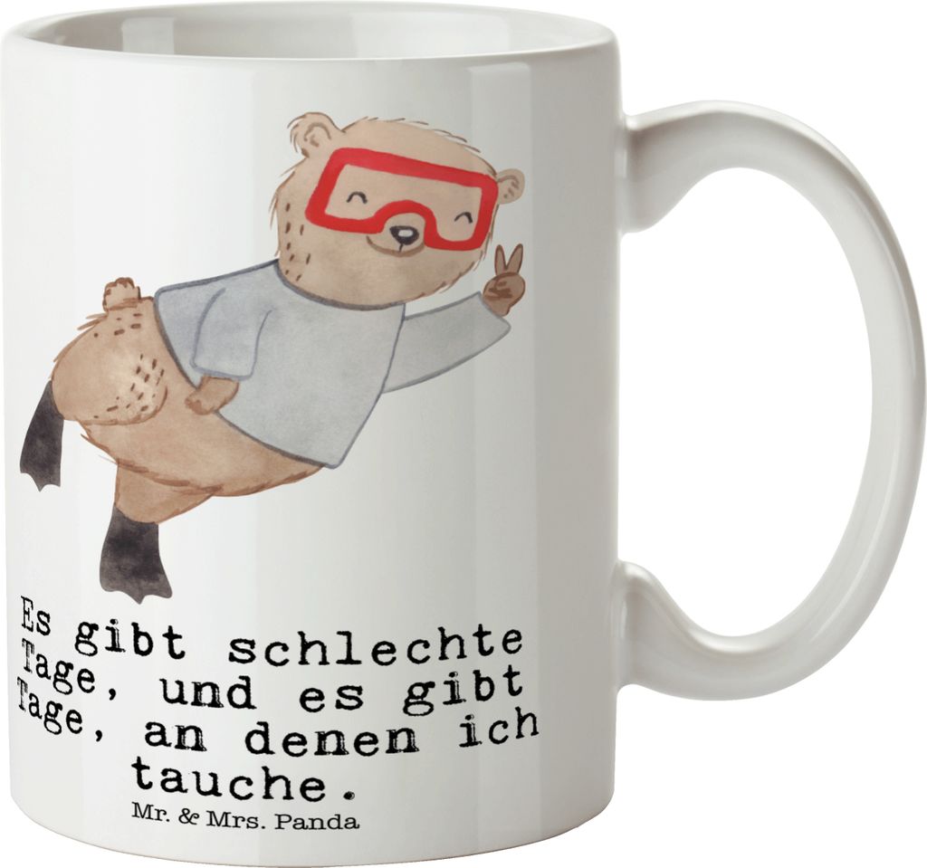 Mr. & Mrs. Panda Teetasse Bär Tauchen - Weiß - Geschenk, Produktbild 