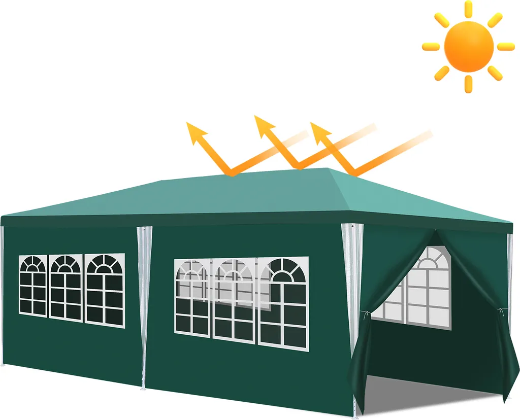 Jayseuw Tenda da Sole 3x6m Blu Impermeabile - Gazebo con Tubo Ferro
