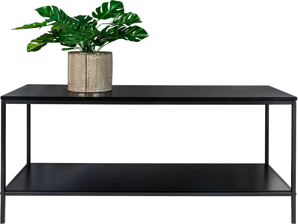 Meuble TV Vita Noir avec 2 Tablettes de Rangement - Style Industriel
