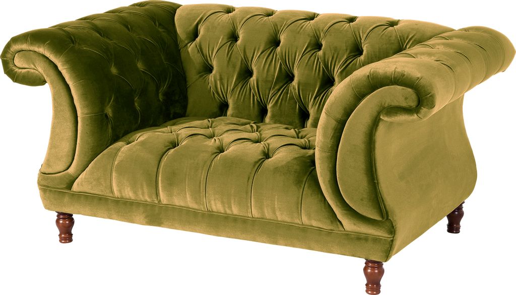 Max Winzer Sessel Ivette - Samtvelours oliv - Maße: 167 x 100 x 80 cm