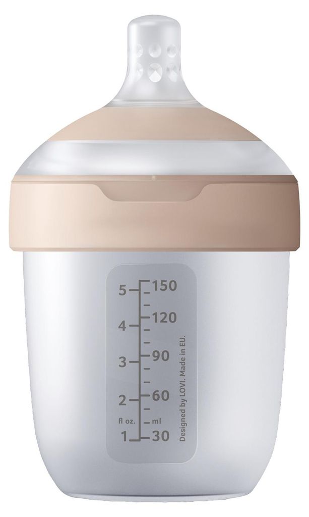 Difrax Lovi Babyflasche Mammafeel 150 - 13 x 8 cm - Beige | Produktbild 
