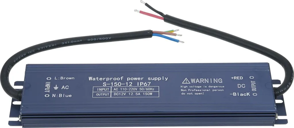 Transformateur LED 12V 150W IP67 Anti-Scintillement Étanche pour Extérieur