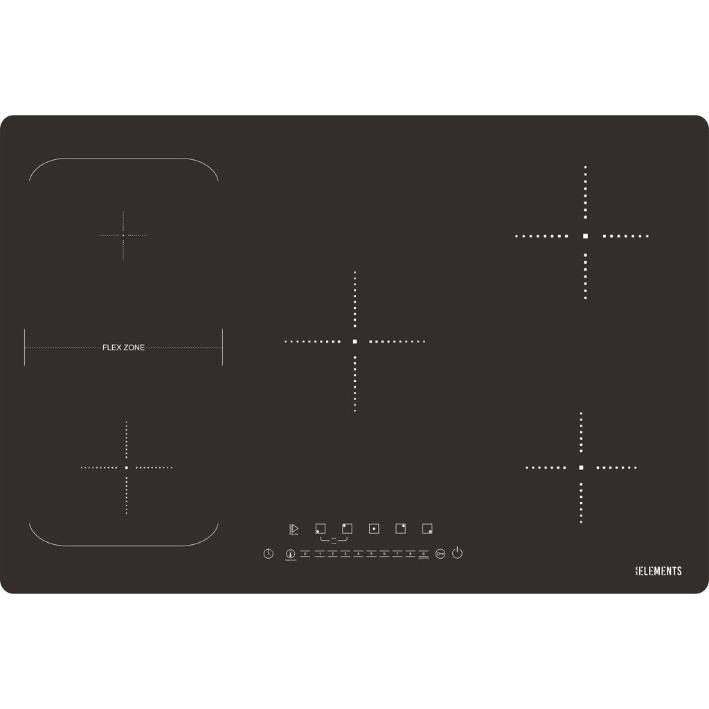 A top-down view of a black induction cooktop.