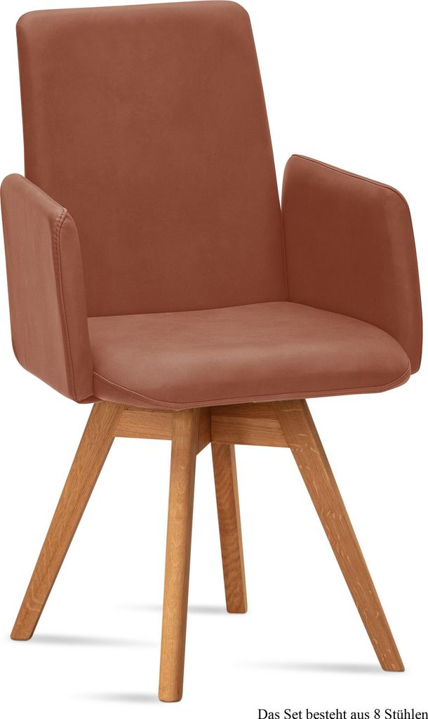 Armlehnstuhl drehbar (8er-Set) Donny 52x92x60 Eiche geölt/Cognac
