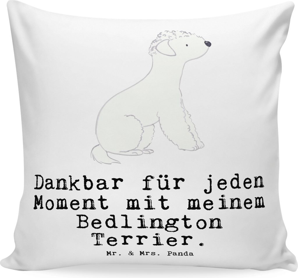 Mr. & Mrs. Panda Deko Kissen Bedlington Terrier Moment - Weiß - Geschenk, bedruckt, 40x40, Dekokissen Sofa, Polster, kuschelkissen
