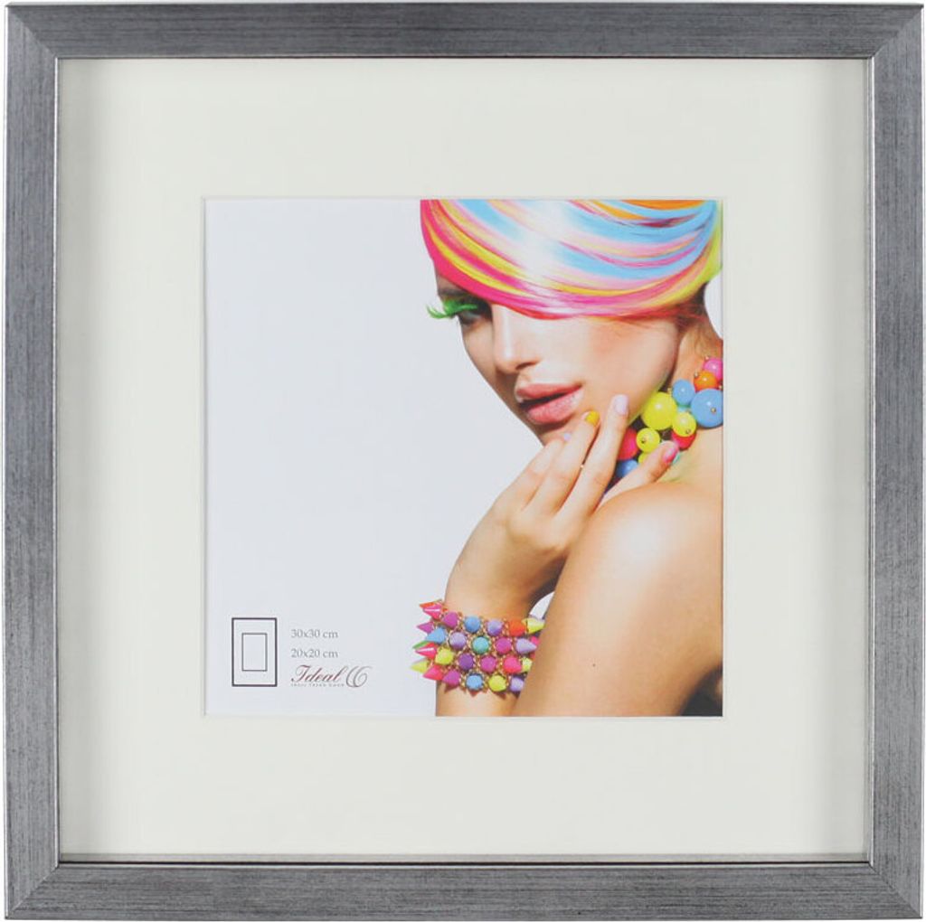 3D Objektrahmen Holz Bilderrahmen quadratisch Wanddeko Collage Poster Fot Rahmen - Farbe: Silber-Antik | Format: 40x40
