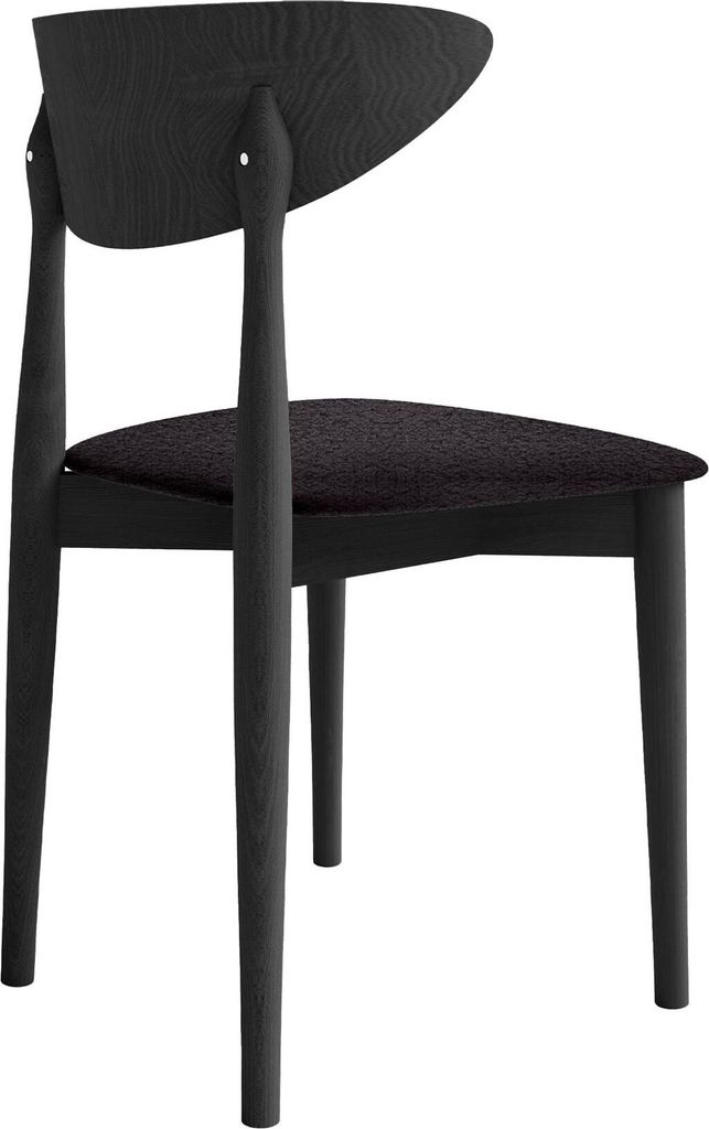 48x80x45 cm Esszimmerstuhl in Boucle Kate 65/C Polsterstuhl mit Holzgestell bequemer Küchenstuhle Stuhl, Farbe: schwarz - catch me 100, Beinefarbe...