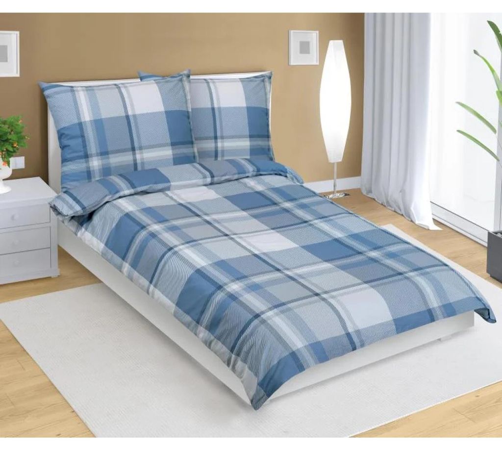Katoenen beddengoed - 140x200 cm. 70x90 - blauw Productafbeelding 