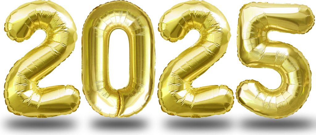 Oblique Unique Folien Luftballon Zahl 2025 für Silvester Produktbild 