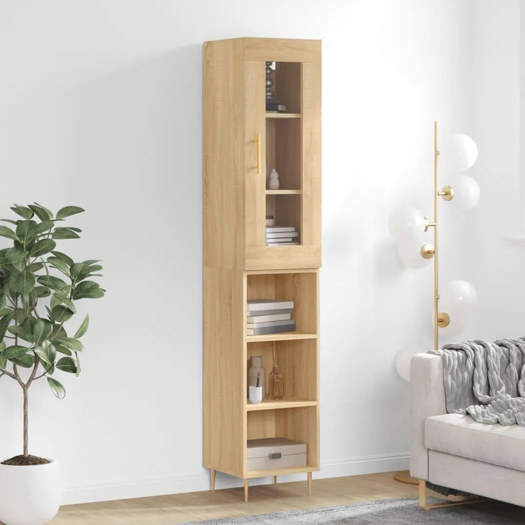 vidaXL Credenza Sonoma-quercia 34,5x34x180 cm Materiale a base di legno