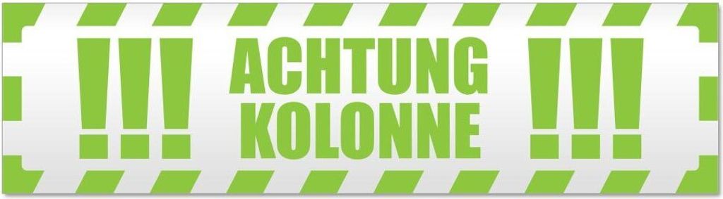 Kiwistar - Autoaufkleber - Lindgrün - 60 x 16 cm - Achtung Kolonne gestreift - Hinweis Aufkleber Sticker für Auto, Kfz, Fahrrad, PKW, LKW