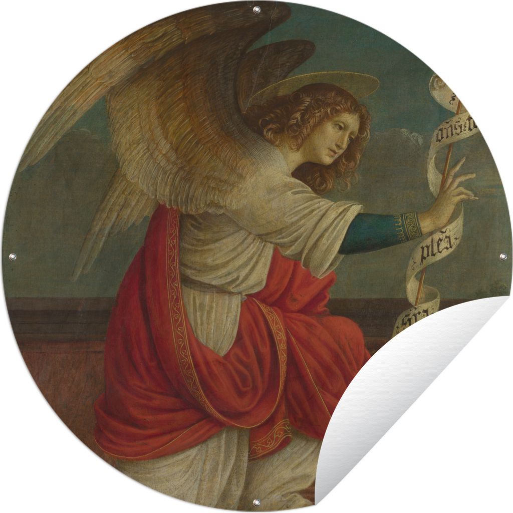 MuchoWow Gartenposter Outdoor-Poster Rund Verkündigung, der Engel Gabriel - Gemälde von Gaudenzio Ferrari Ø 60 cm Gartendeko Rundes Poster dra...