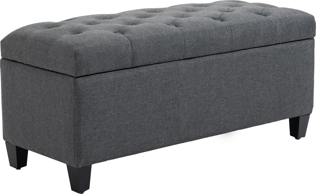Banc d'entrée avec coffre gris foncé pour ranger chaussures et sacs