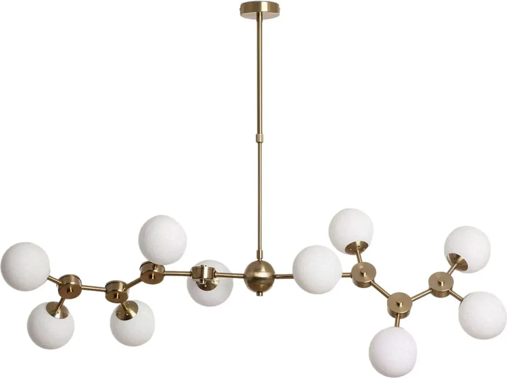 Luminaire suspension pour haut plafond lustre Gambino 10 lampes doré