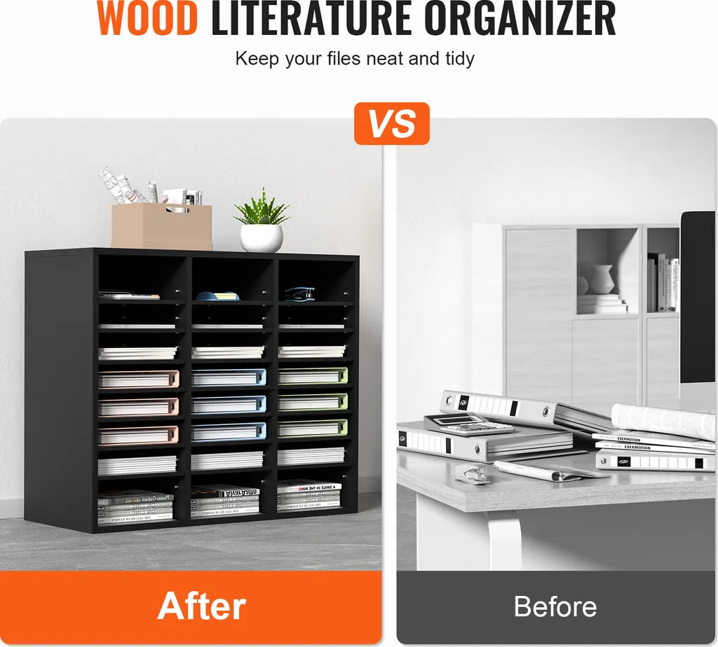 Organiseur de bureau bois 24 cases, trieur dossiers pour courrier - 2