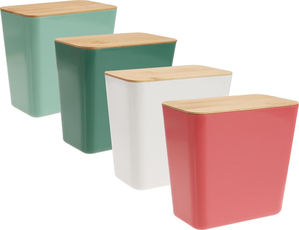 com-four 4x Vorratsdose mit Bambus-Deckel - Kunststoff-Aufbewahrungsbox