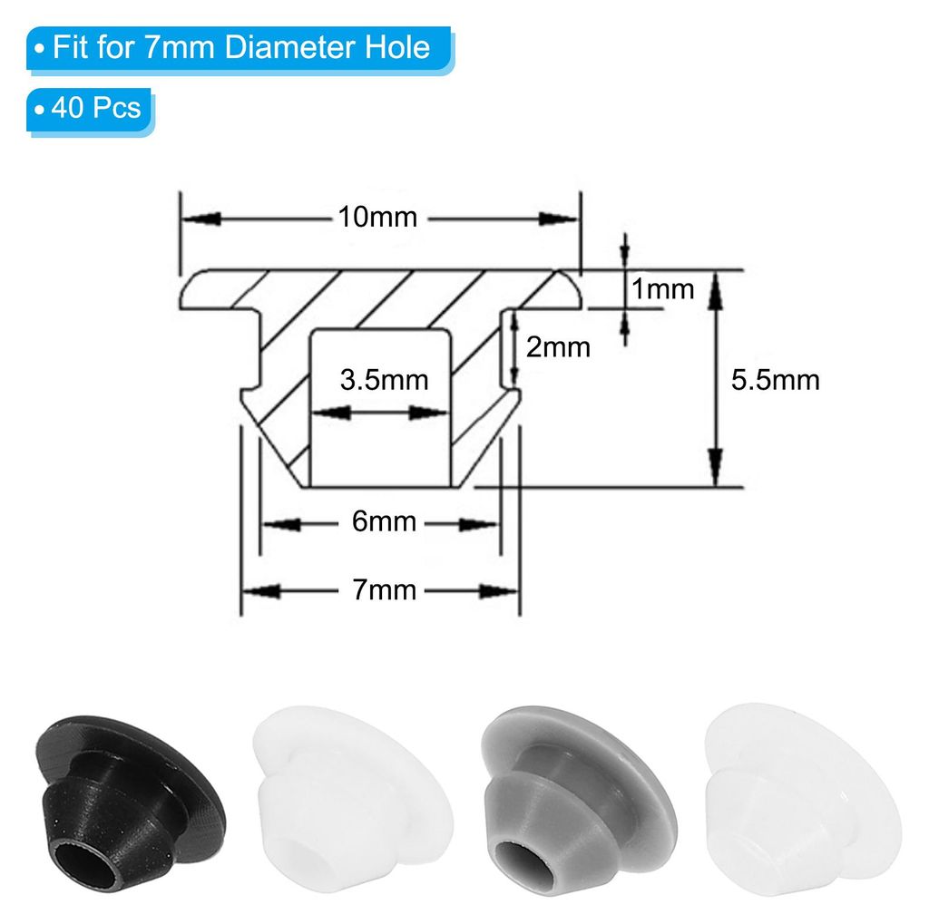 40 Stš¹ck 6mm Durchmesser Silikon Abdeckkappen fš¹r Bohrl?cher, in Riegelform M?bel-Lochverschlussknopf Dš¹nner Rand Schutzabdeckung Passend ...