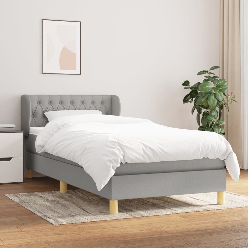 The Living Store Boxspringbett mit Matratze Hellgrau 90x200 cm Stoff