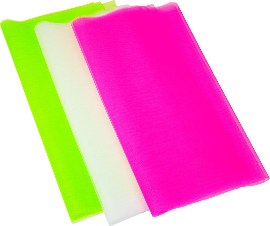 9m PSYWORK Schwarzlicht Tüll Farbset 3 Farben je 3m Neon Party Dekostoff