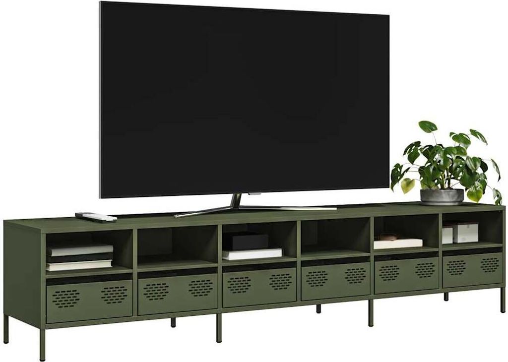 Maison Exclusive - TV-Schrank Olivgrün 202x39x43,5 cm Kaltgewalzter Stahl