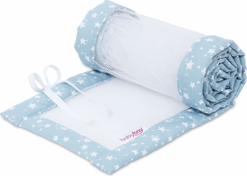 babybay Nestchen Mesh-Piqué passend für Modell Boxspring XXL, azurblau Sterne weiß