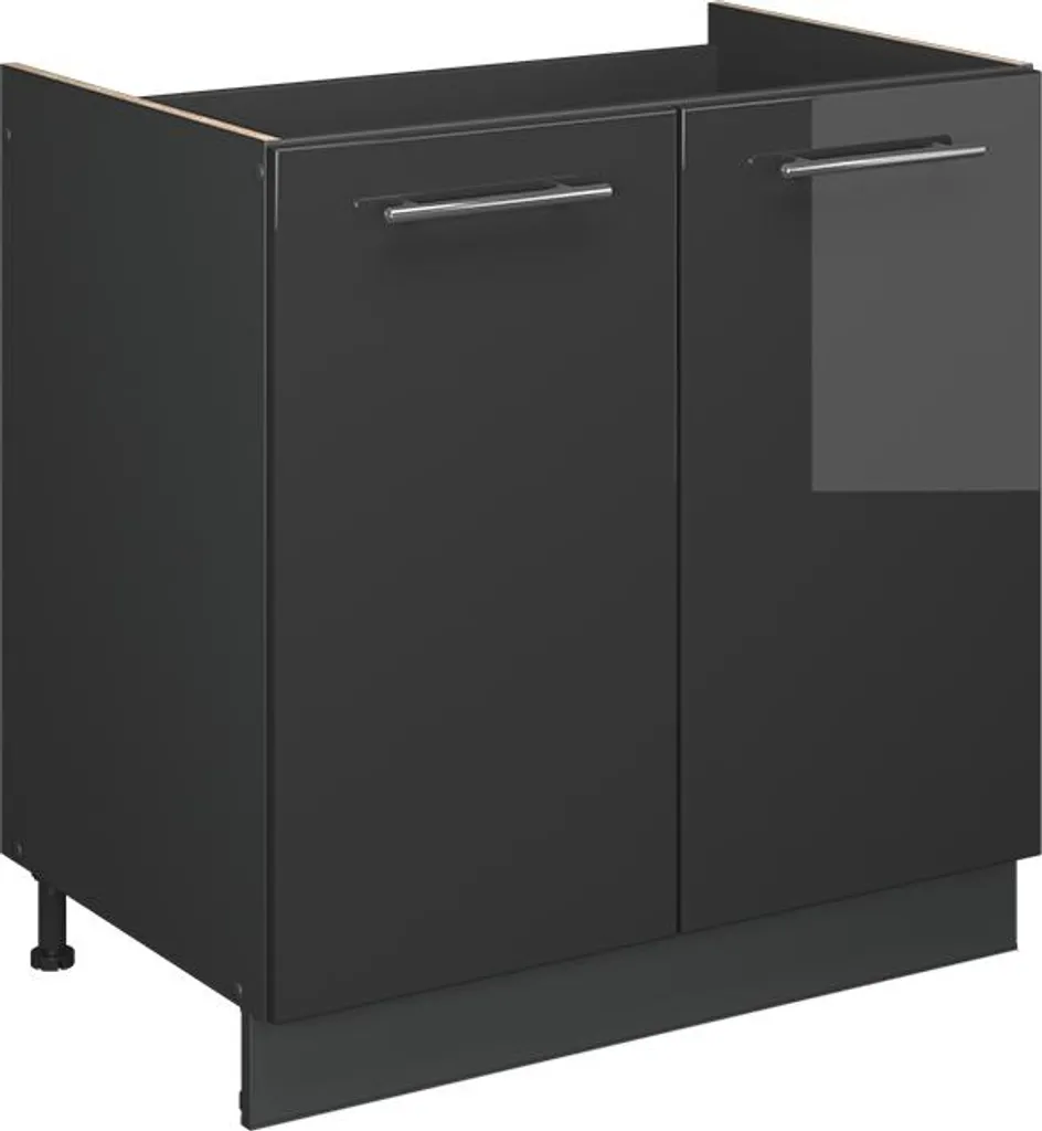 Meuble sous-évier 80cm pour cuisine équipée anthracite et bois Vicco