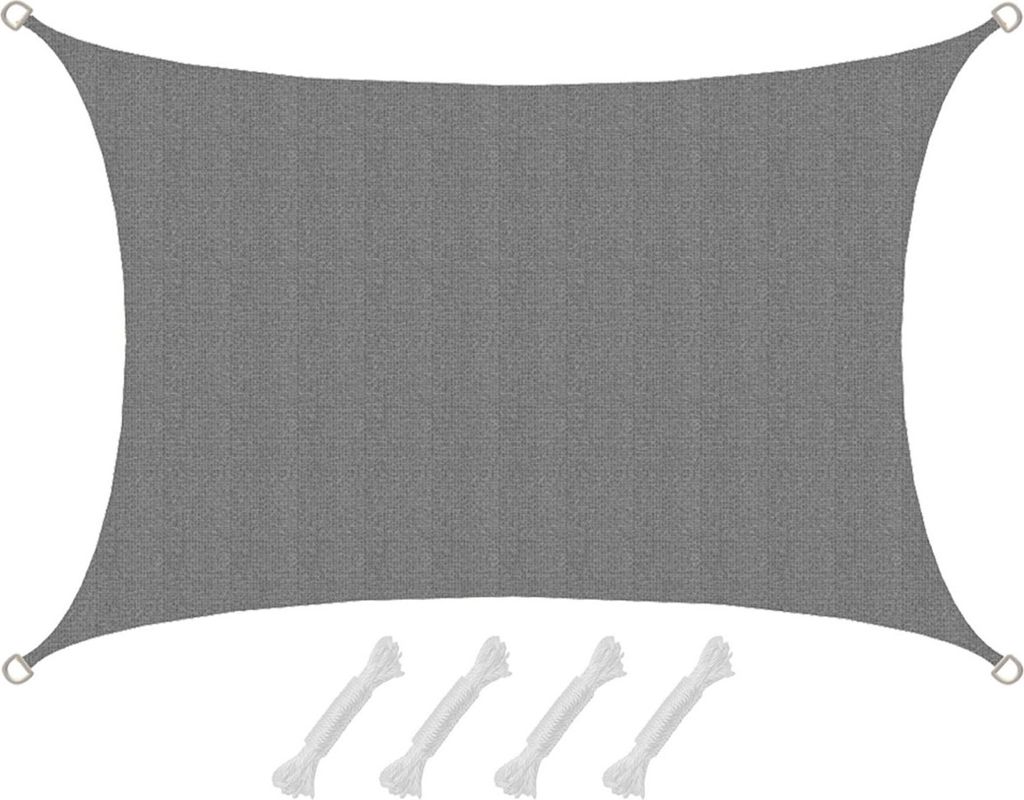 UV Sonnensegel 3x2 HDPE Rechteckig Sonnenschutz Überdachung Garten Balkon Grau