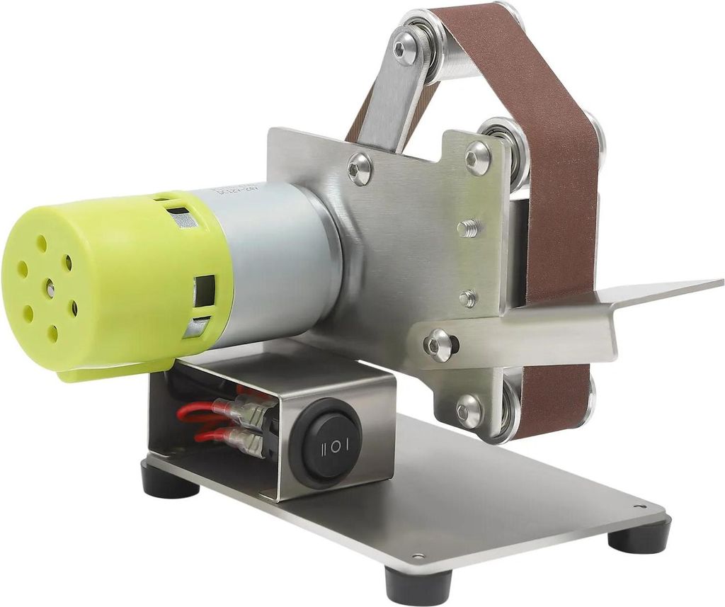 Mini Bandschleifer - HXL-2023 - Leistung 150 W - Drehzahl 7 Stufen - Band 25×330 mm - Verstellbarer Tisch 45° - EU‐Stecker - Inkl. 10 Schleifb...
