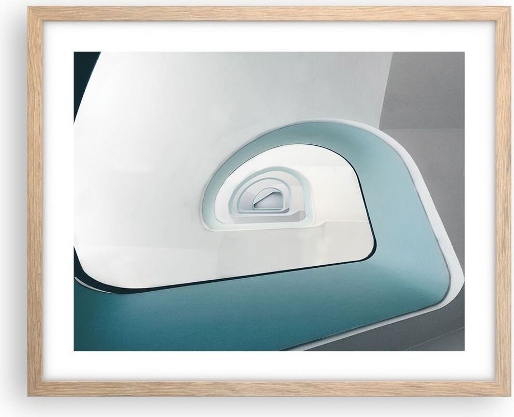 Gerahmtes Poster - Rahmen in heller Eiche - Dreidimensional Modern Spirale - 50x40 cm - Wand Bild - Wanddeko - Wandbilder - Kunstposter - Wandposte...