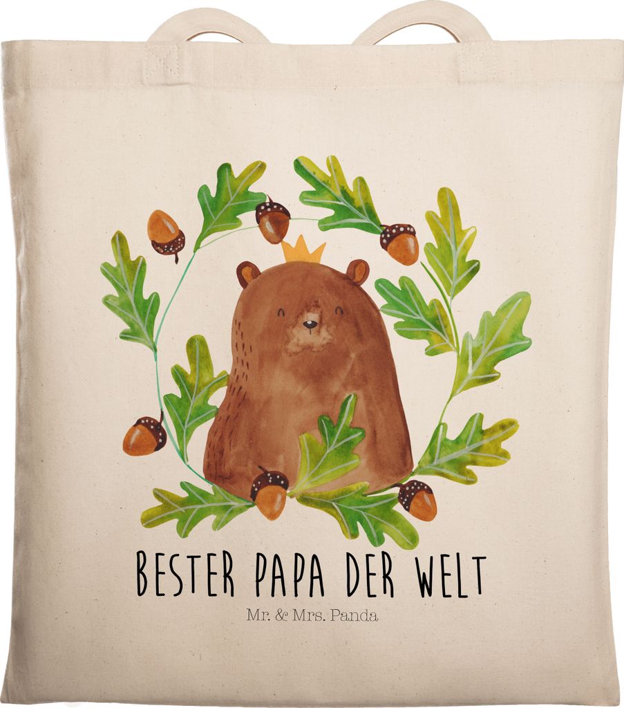 Mr. & Mrs. Panda Tote Bag Bär König - Transparent - Geschenk, Teddy, Laptoptasche, Vatertag, Einkaufstasche, Tasche, Jutebeutel, Vater, Papa, Dad...