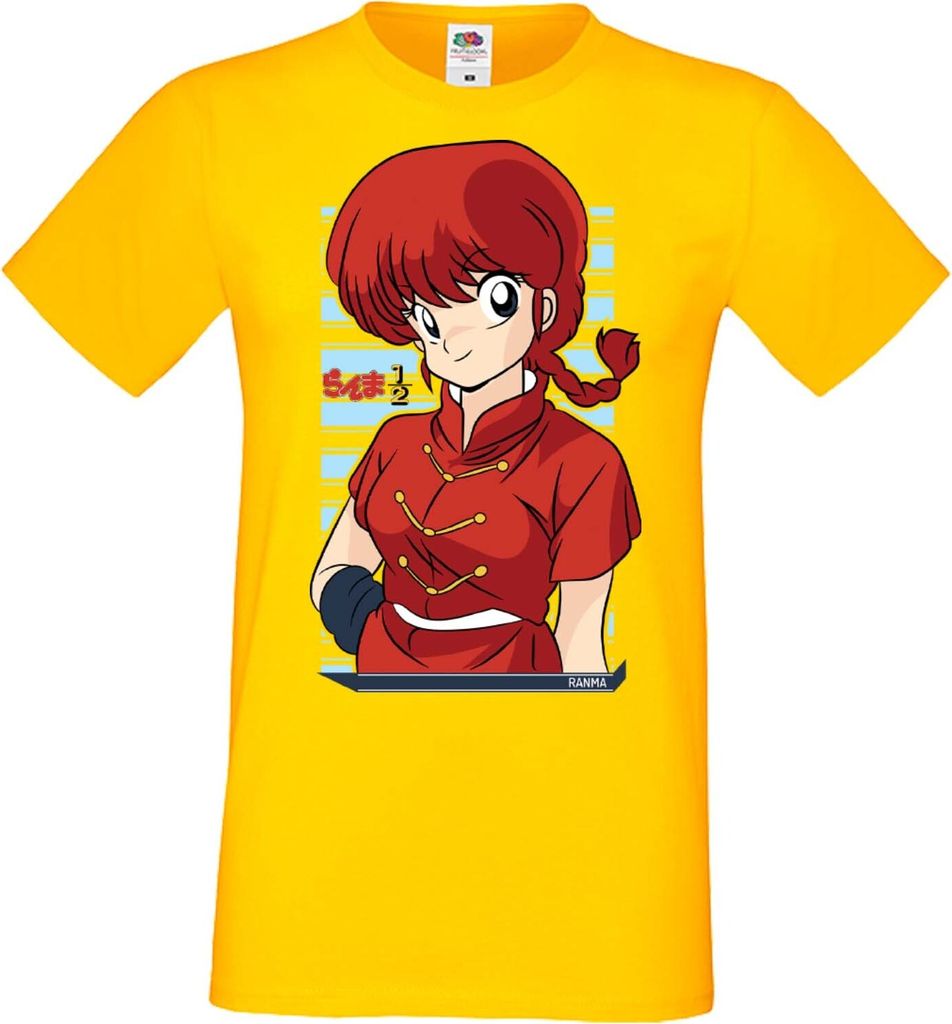 Herren T-Shirt Manga Anime Ranma Saotome, Man XL / Gelb