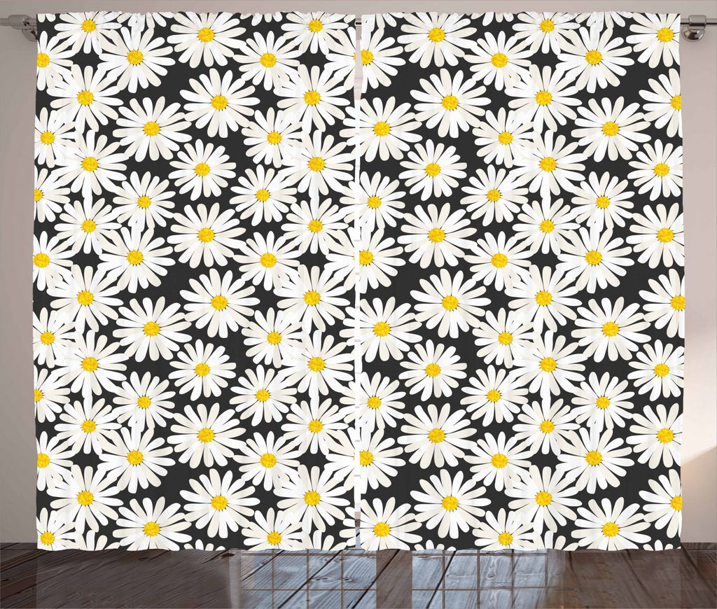 ABAKUHAUS Gänseblümchen Rustikaler Vorhang, Kontinuierliche Sommer Laub, Wohnzimmer Universalband Gardinen mit Schlaufen und Haken, 280 x 225 cm,...