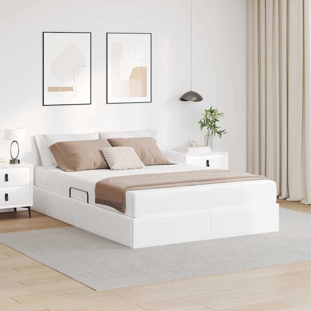"Schlussverkauf" Aufbewahrungsbett - für 2 Personen - mit Matratze - mit Matratze - 2 pcs - Weiß Leder C442