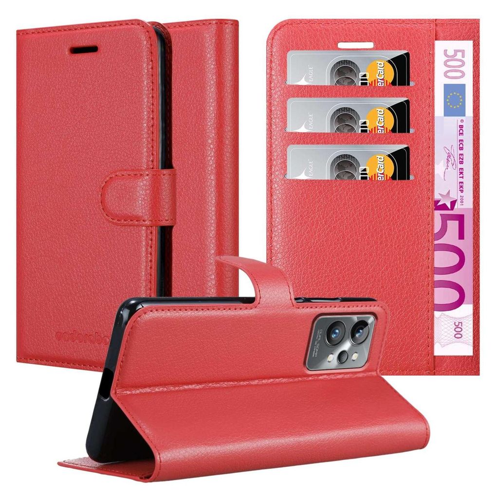 Cadorabo Hülle für Realme GT 2 PRO Schutz Hülle in Rot Handyhülle Etui Case Cover Magnetverschluss