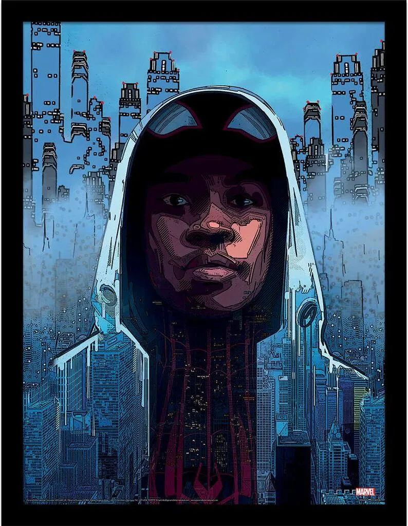 Poster Marvel Encadré 40x30 cm Bleu - Impression HD et Finition Premium
