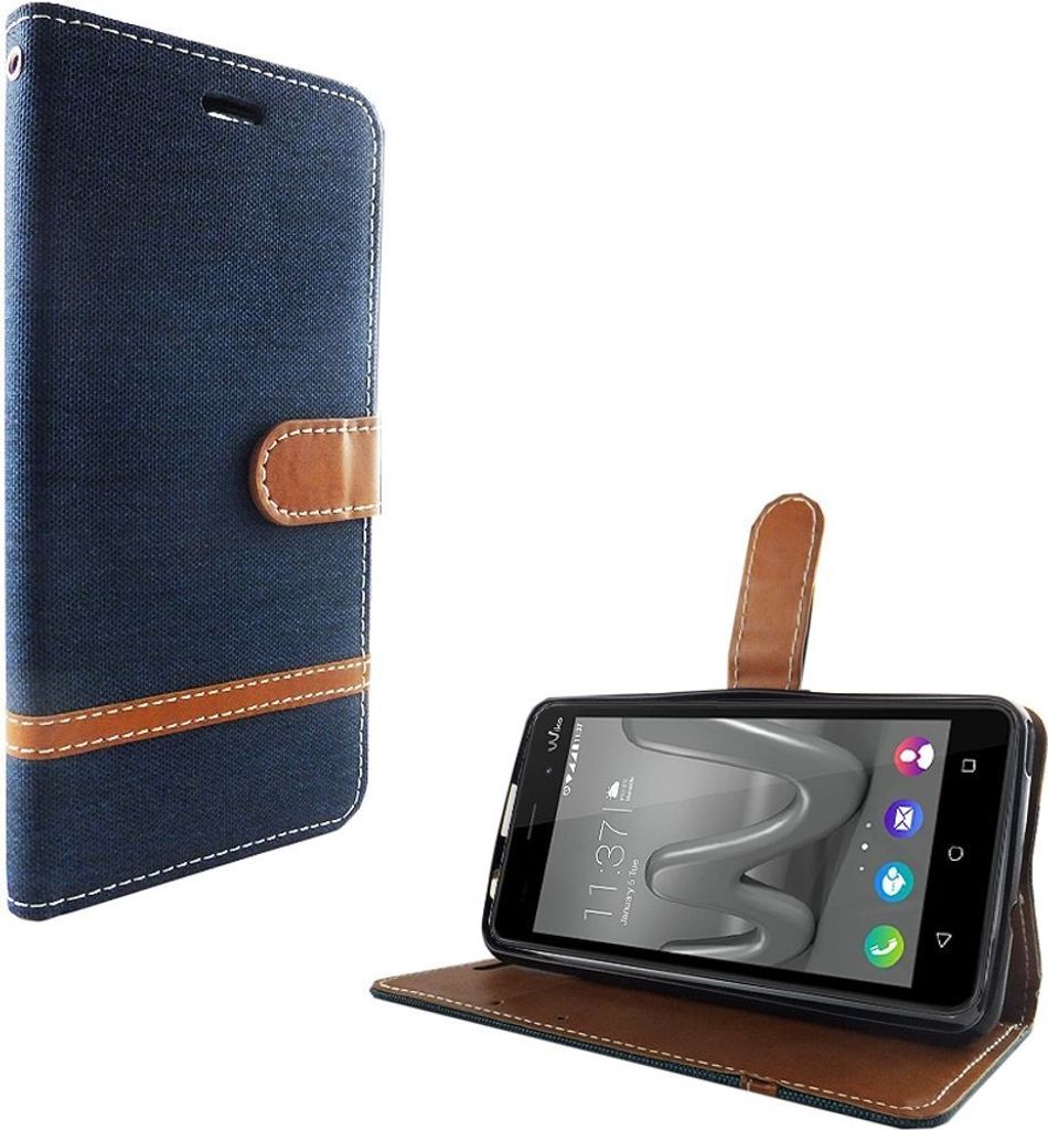 Tasche für Wiko Jerry Max Jeans Cover Handy Schutz Hülle Case Dunkelblau