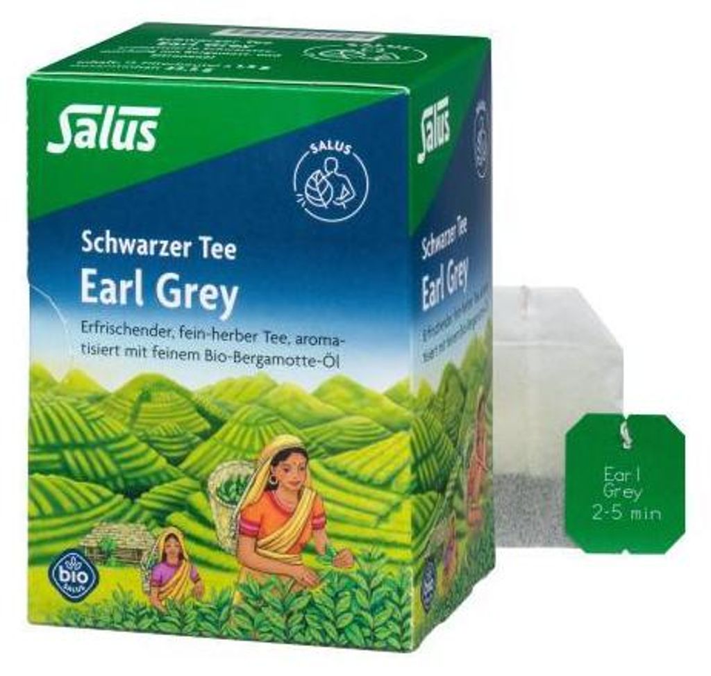 Salus Earl Grey, Schwarzer Tee, aromatisierte Schwarzteemischung mit Bergamott- und Zitronenöl 15 St