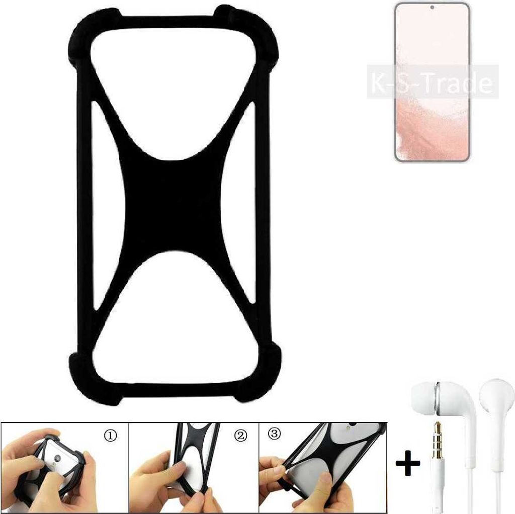K-S-Trade Handy-Hülle + headphones kompatibel mit Samsung Galaxy S22 Exynos Schutz-Hülle Bumper Silikon Cover Case Silikoncase Silikonbumper TPU