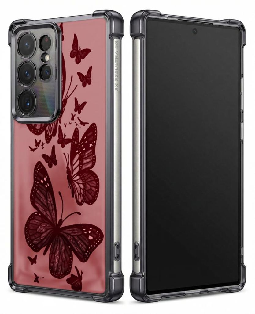 Personalisierte Hülle mit Bild für Samsung Galaxy S23 FE Elektroplattiert TPU Stoßdämpfer Handyhülle mit Hülle mit Schmetterlingsmuster