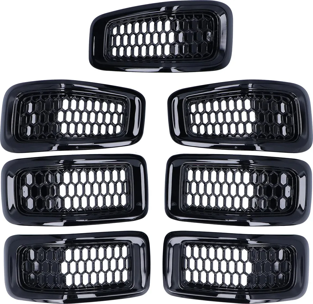 Rénovation Calandre Jeep Cherokee 2014-2018 - Kit 7 Inserts Noir Brillant - 2