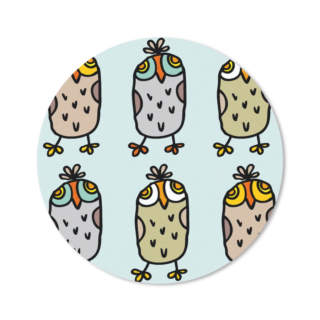 MuchoWow Mauspad Mousepad Muster - Eule - Blau 20x20 cm - Mousepads - Maus Mat - Pad - Mausunterlage - Schreibtischmatte